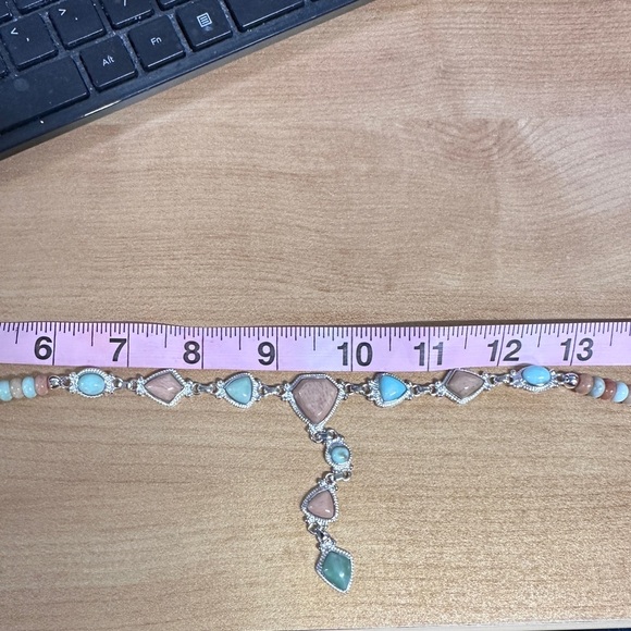 Turquoise and brown bead drop necklace sterling Silver accents by Jay King - Picture 9 of 10